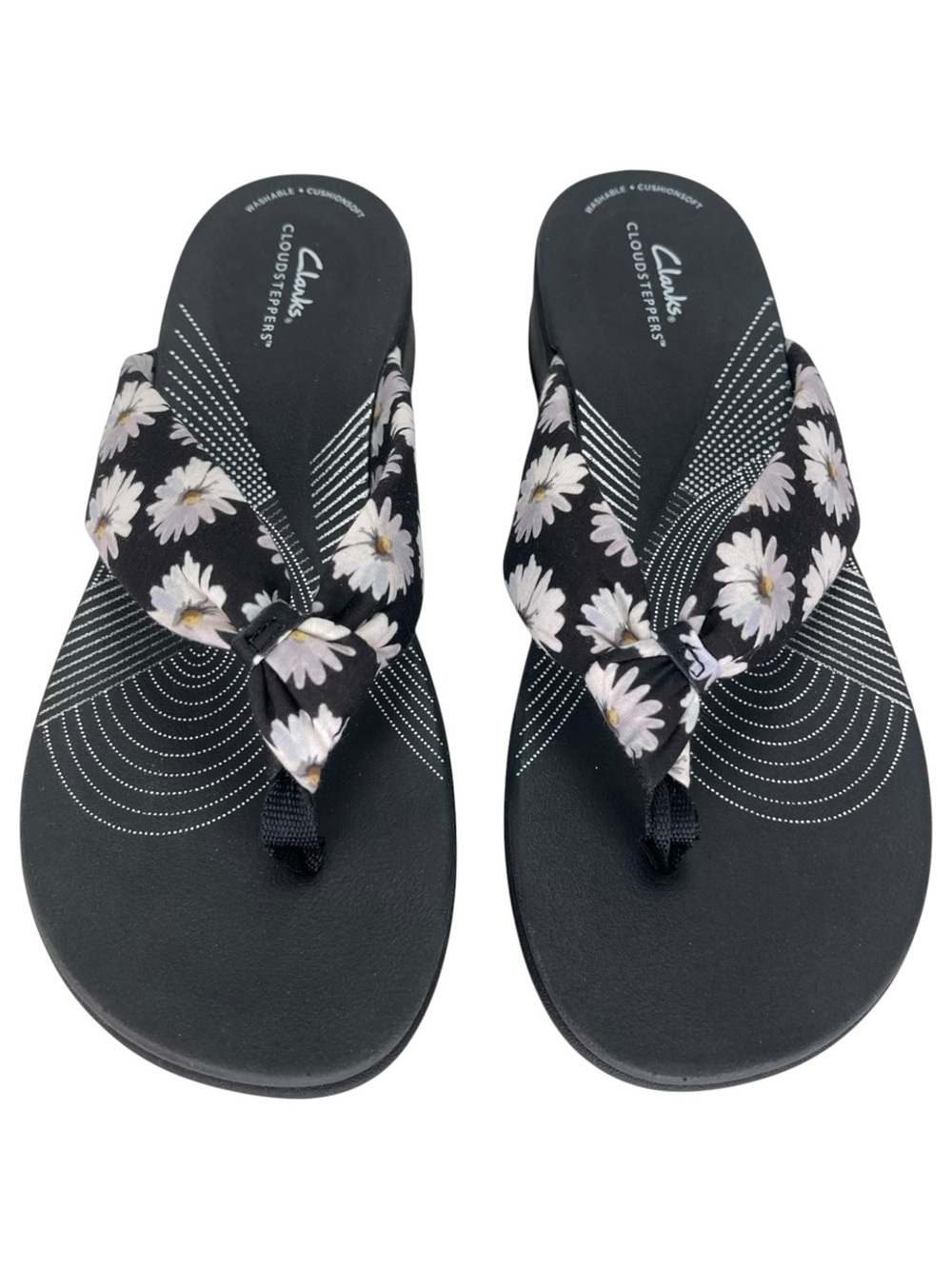 Clarks Arla Glison Black Floral Cloudsteppers Womens Thong Sandals Size 11M - Picture 11 of 13